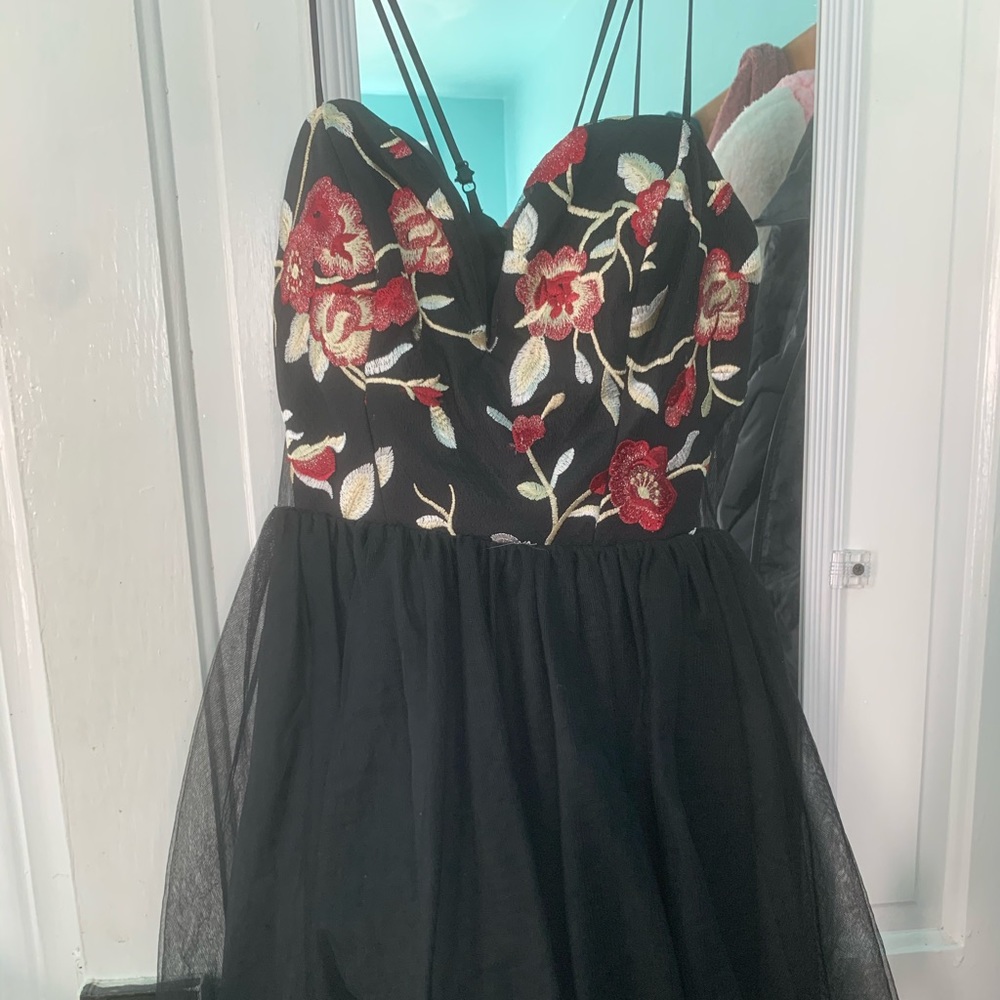 Black Floral Mini Dress